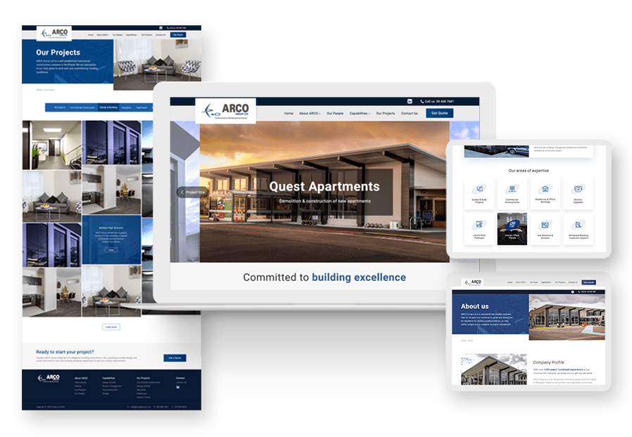 Dambinto created the website for construction company ARCO to present their services